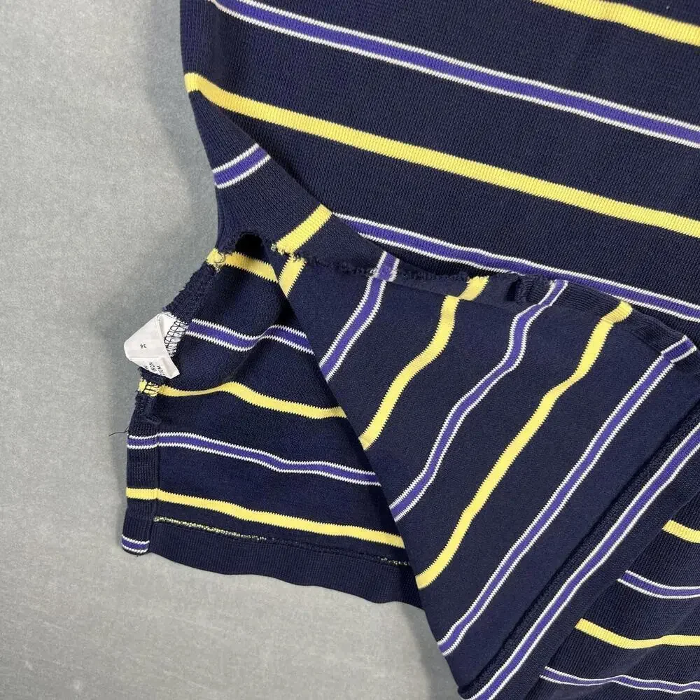 VTG 90s Polo Ralph Lauren Polo Shirt Mens Large Navy Striped Blue Pony - Flaw